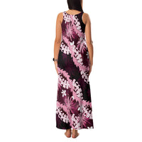 Puakenikeni Maile Lei Family Matching Tank Maxi Dress and Hawaiian Shirt Frangipani Pink Tropical Leaves LT01 - Polynesian Pride