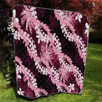 Puakenikeni Maile Lei Quilt Frangipani Pink Tropical Leaves