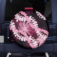 Puakenikeni Maile Lei Spare Tire Cover Frangipani Pink Tropical Leaves