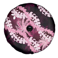 Puakenikeni Maile Lei Spare Tire Cover Frangipani Pink Tropical Leaves