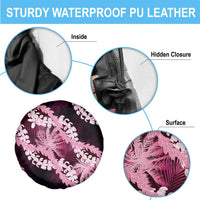 Puakenikeni Maile Lei Spare Tire Cover Frangipani Pink Tropical Leaves