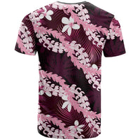 Puakenikeni Maile Lei T Shirt Frangipani Pink Tropical Leaves