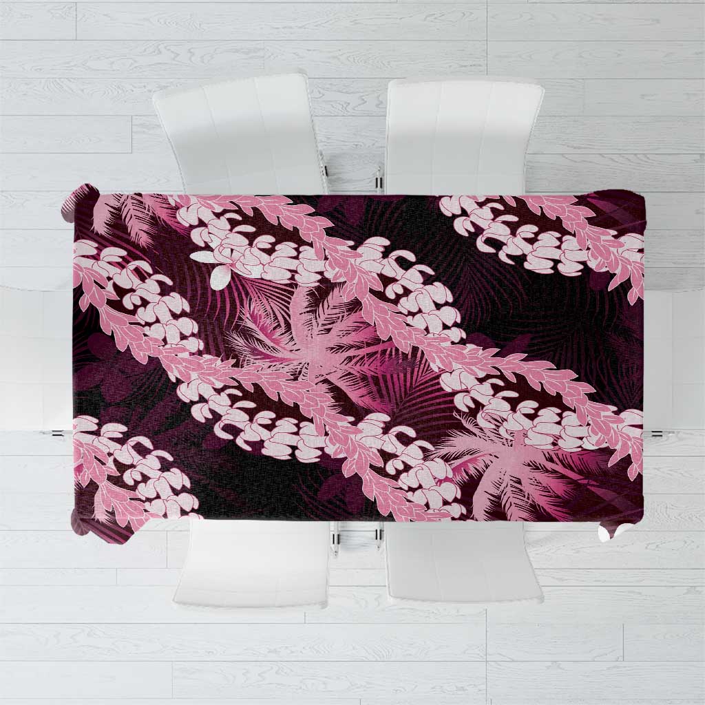 Puakenikeni Maile Lei Tablecloth Frangipani Pink Tropical Leaves