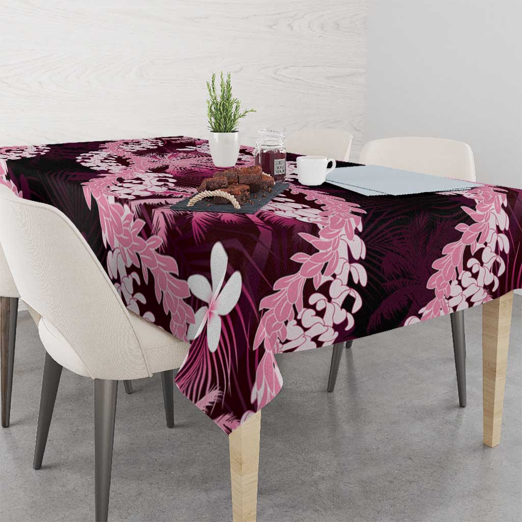 Puakenikeni Maile Lei Tablecloth Frangipani Pink Tropical Leaves