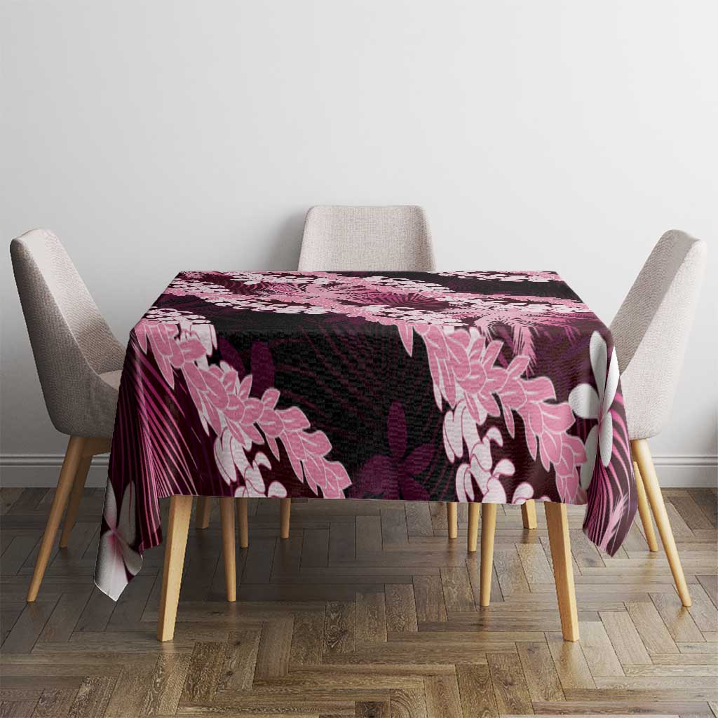 Puakenikeni Maile Lei Tablecloth Frangipani Pink Tropical Leaves