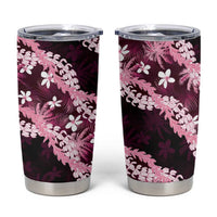 Puakenikeni Maile Lei Tumbler Cup Frangipani Pink Tropical Leaves