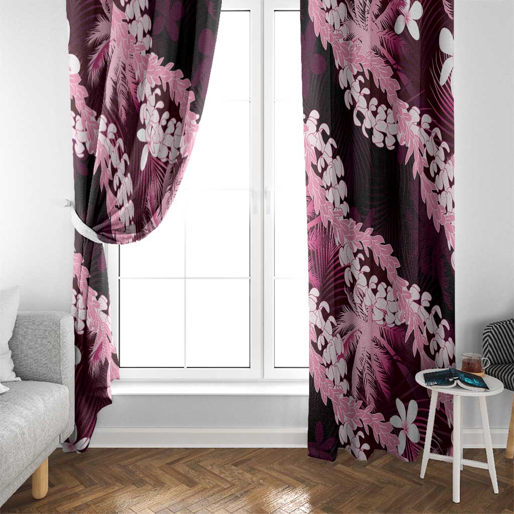 Puakenikeni Maile Lei Window Curtain Frangipani Pink Tropical Leaves