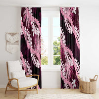 Puakenikeni Maile Lei Window Curtain Frangipani Pink Tropical Leaves
