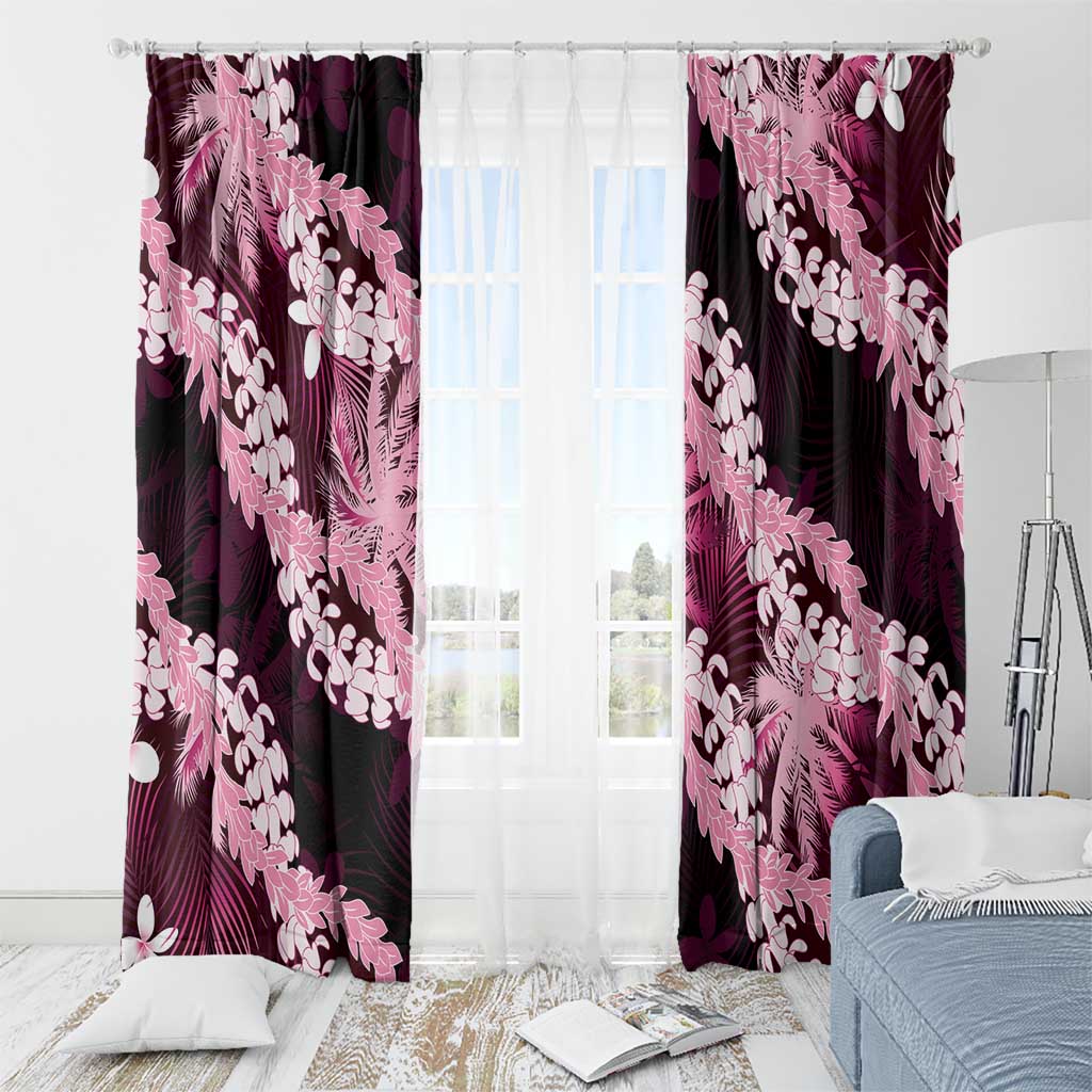 Puakenikeni Maile Lei Window Curtain Frangipani Pink Tropical Leaves