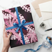 Puakenikeni Maile Lei Wrapping Paper Frangipani Pink Tropical Leaves