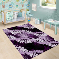 Puakenikeni Maile Lei Area Rug Frangipani Purple Tropical Leaves