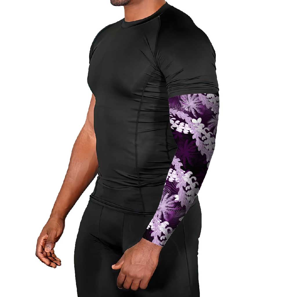 Puakenikeni Maile Lei Arm Sleeves Frangipani Purple Tropical Leaves