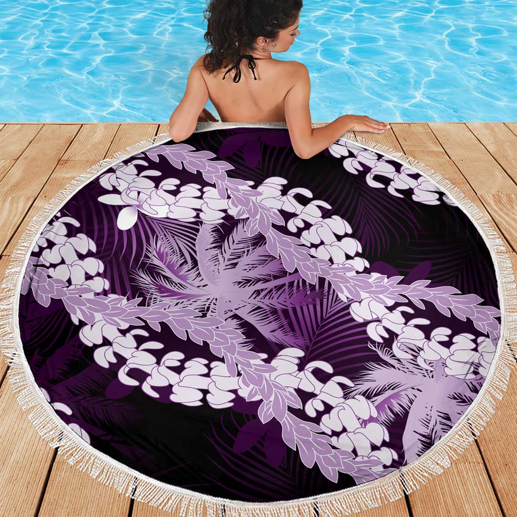 Puakenikeni Maile Lei Beach Blanket Frangipani Purple Tropical Leaves