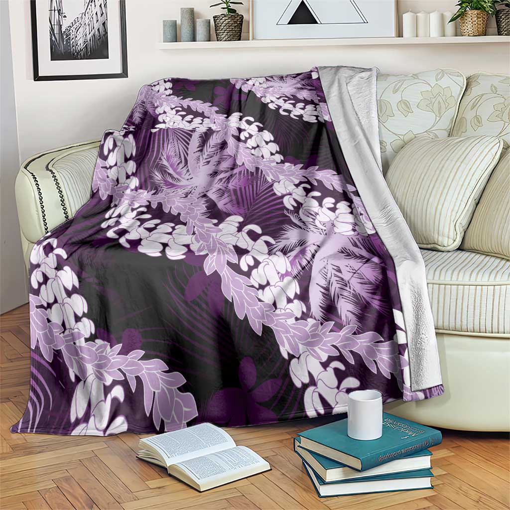 Puakenikeni Maile Lei Blanket Frangipani Purple Tropical Leaves