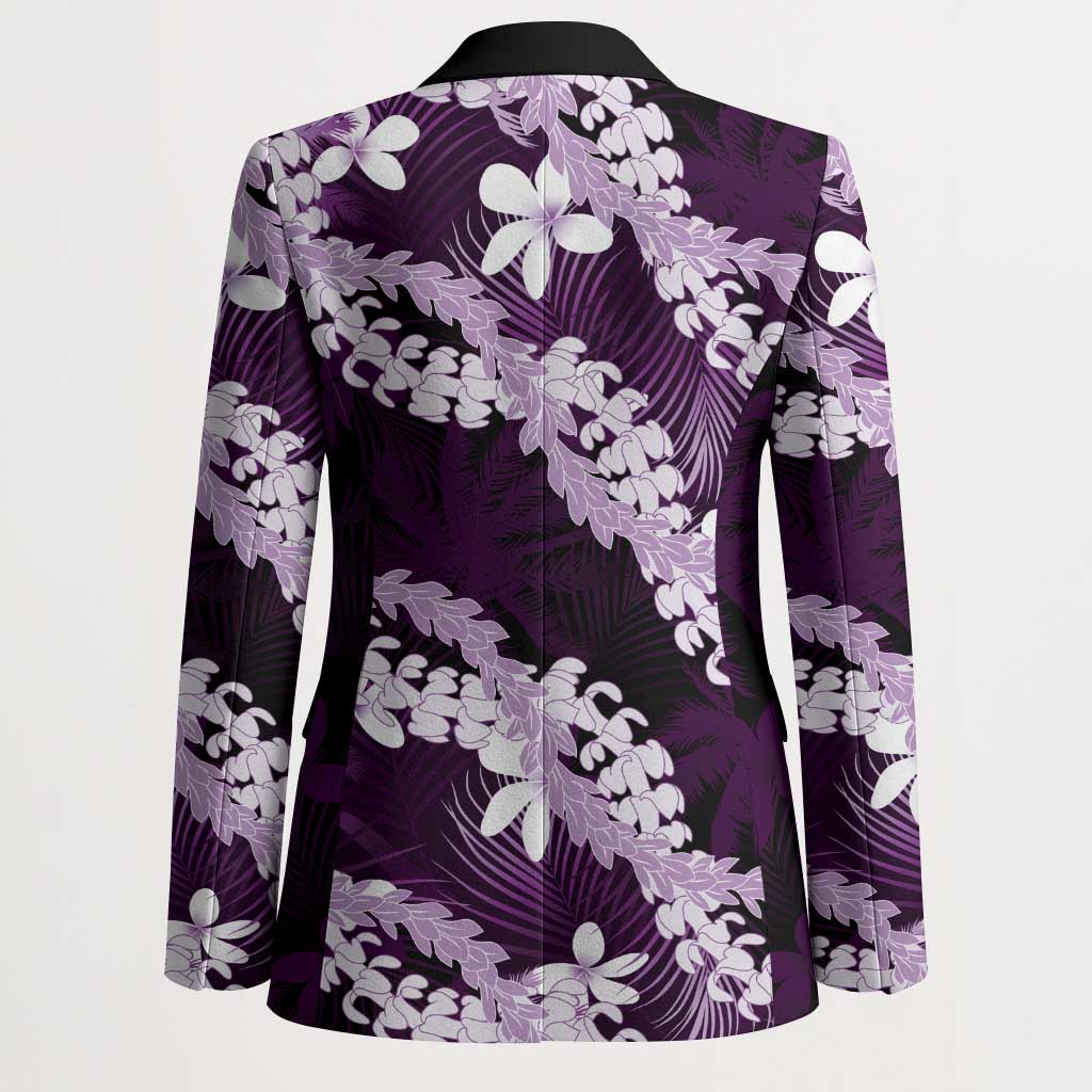 Puakenikeni Maile Lei Blazer Frangipani Purple Tropical Leaves