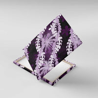 Puakenikeni Maile Lei Canvas Wall Art Frangipani Purple Tropical Leaves
