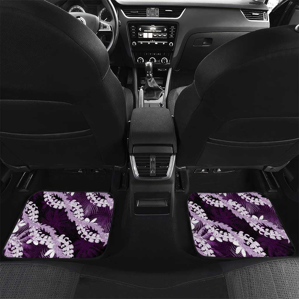 Puakenikeni Maile Lei Car Mats Frangipani Purple Tropical Leaves