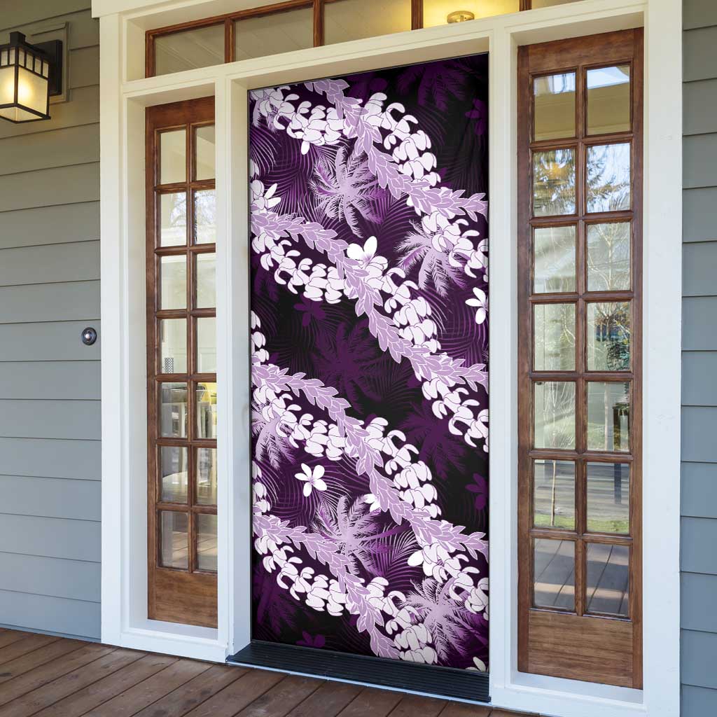 Puakenikeni Maile Lei Door Cover Frangipani Purple Tropical Leaves