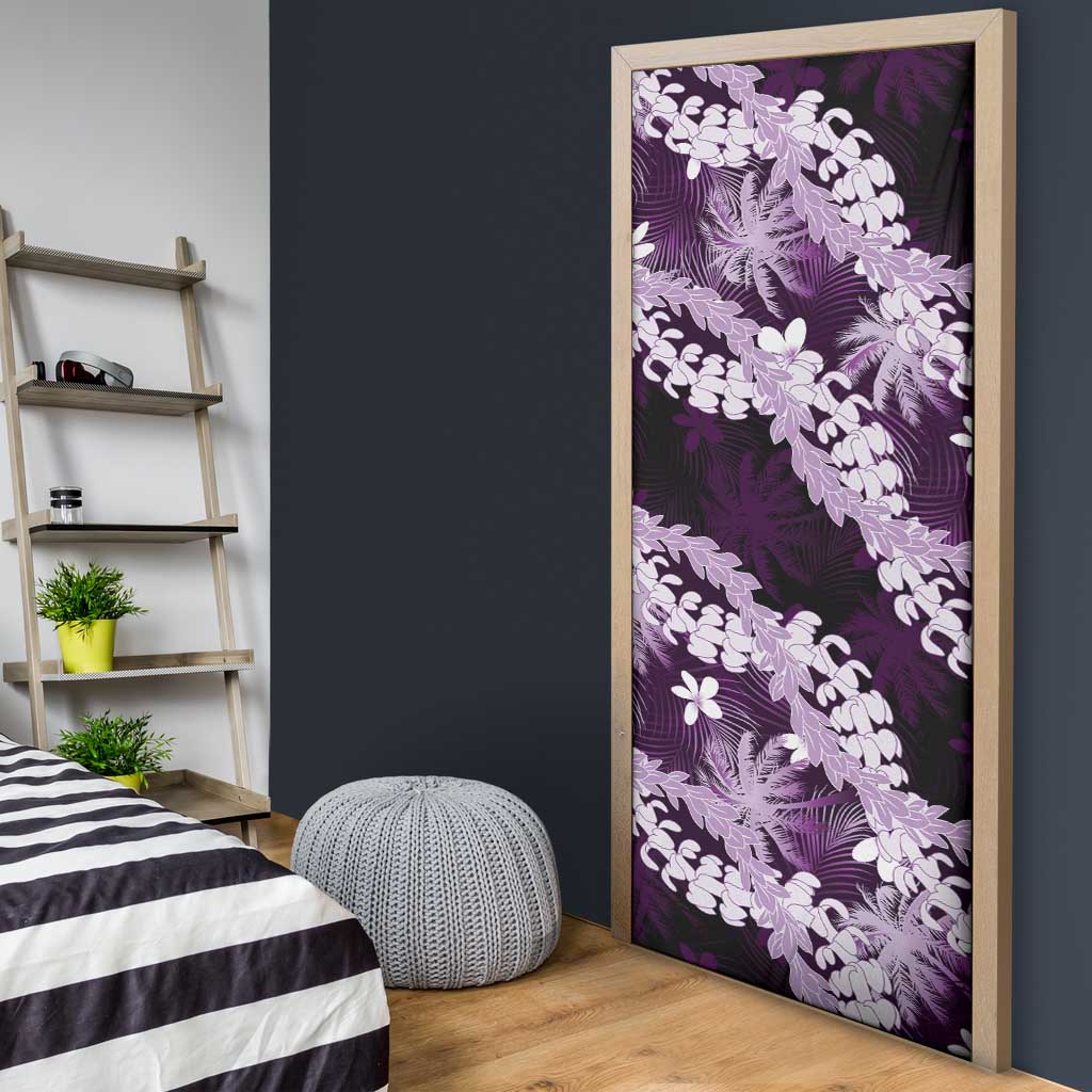 Puakenikeni Maile Lei Door Cover Frangipani Purple Tropical Leaves