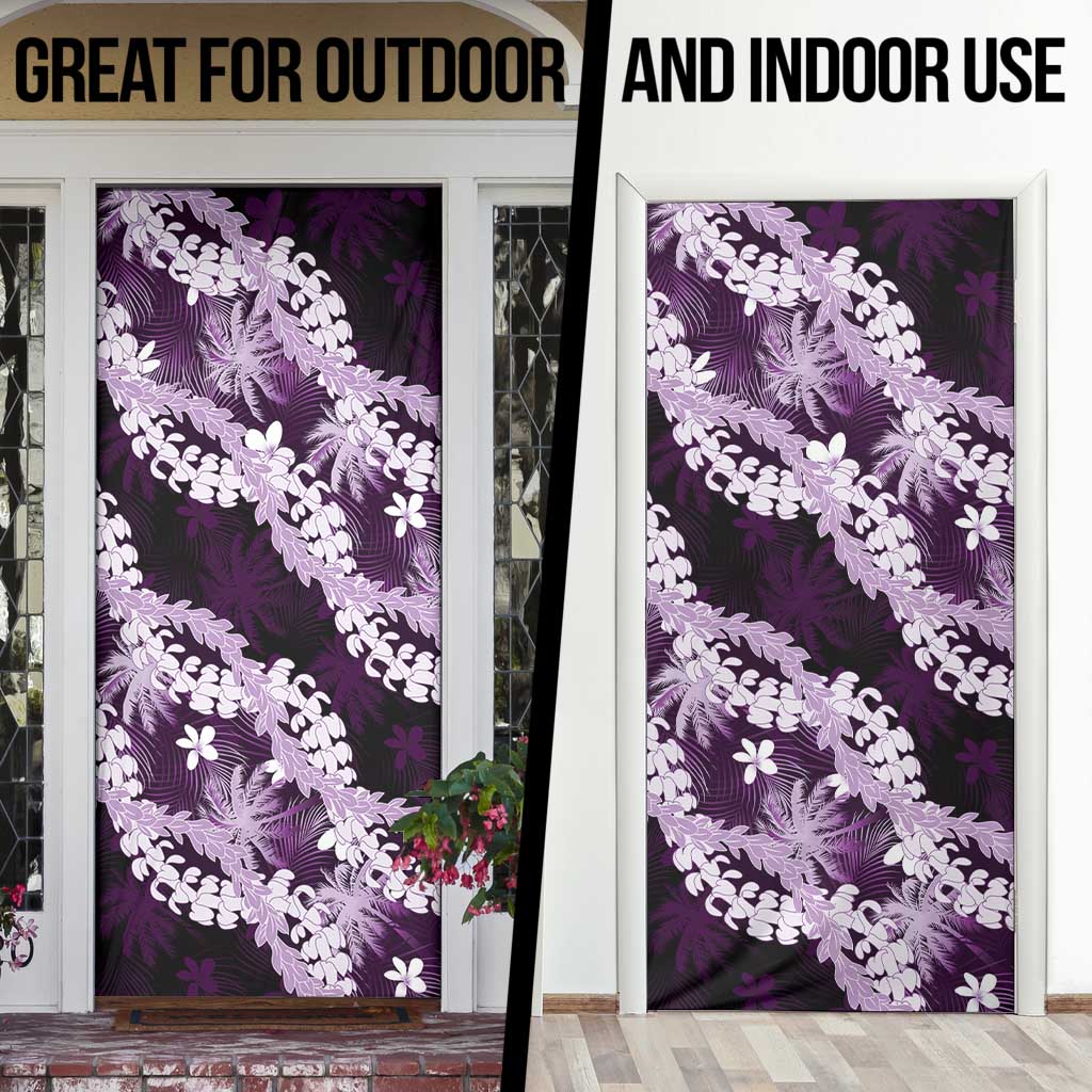 Puakenikeni Maile Lei Door Cover Frangipani Purple Tropical Leaves