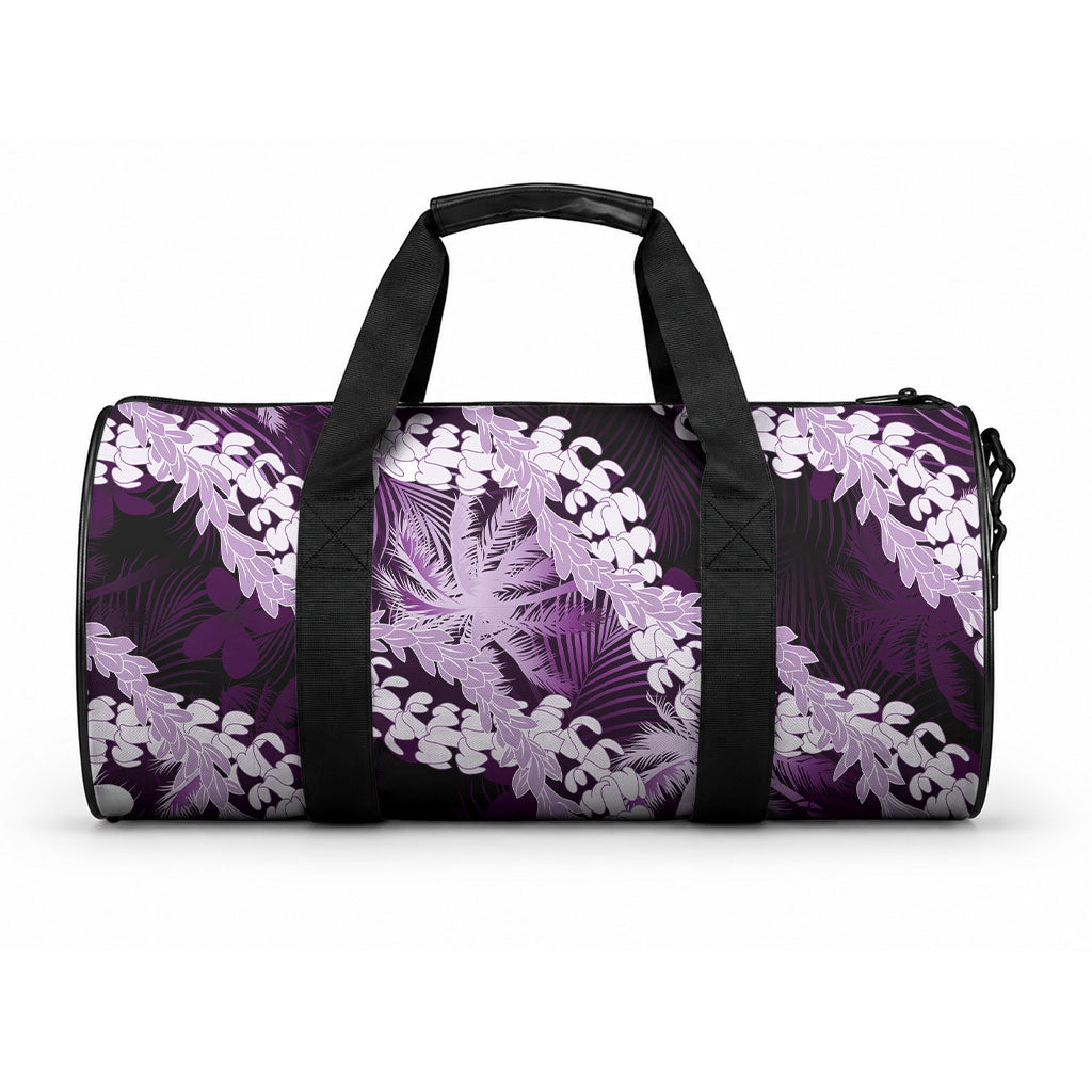 Puakenikeni Maile Lei Duffle Bag Frangipani Purple Tropical Leaves LT01 One size Purple - Polynesian Pride