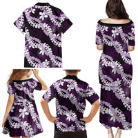 Puakenikeni Maile Lei Family Matching Puletasi and Hawaiian Shirt Frangipani Purple Tropical Leaves LT01 - Polynesian Pride