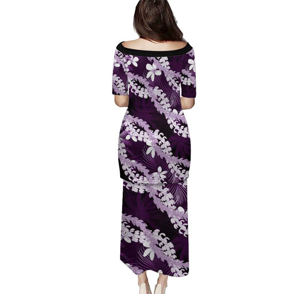 Puakenikeni Maile Lei Family Matching Puletasi and Hawaiian Shirt Frangipani Purple Tropical Leaves LT01 - Polynesian Pride