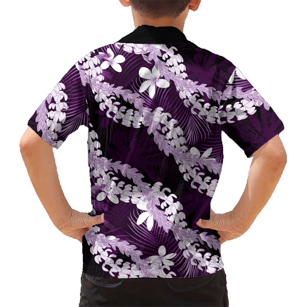 Puakenikeni Maile Lei Family Matching Summer Maxi Dress and Hawaiian Shirt Frangipani Purple Tropical Leaves LT01 - Polynesian Pride