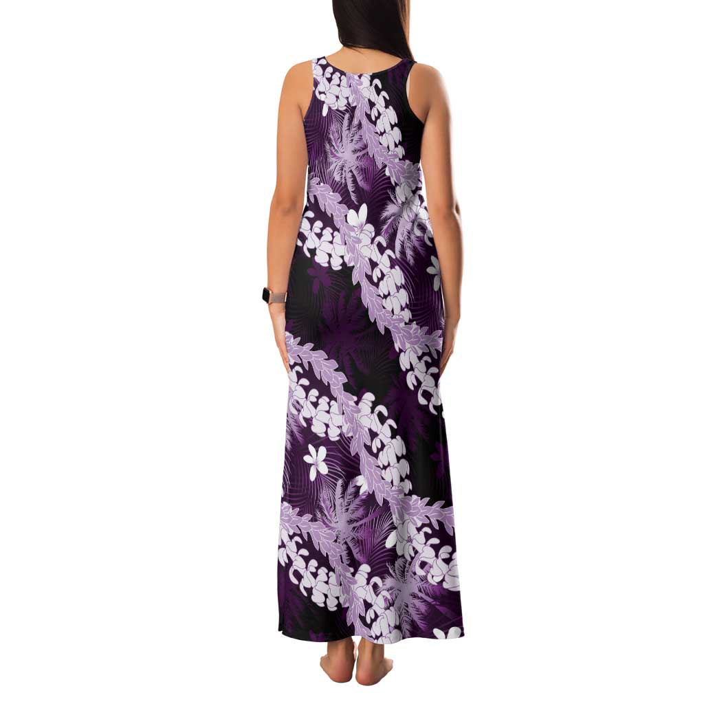 Puakenikeni Maile Lei Family Matching Tank Maxi Dress and Hawaiian Shirt Frangipani Purple Tropical Leaves LT01 - Polynesian Pride