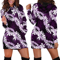Puakenikeni Maile Lei Hoodie Dress Frangipani Purple Tropical Leaves LT01 - Polynesian Pride