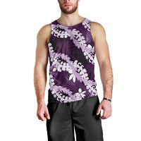 Puakenikeni Maile Lei Men Tank Top Frangipani Purple Tropical Leaves