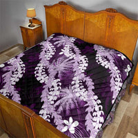 Puakenikeni Maile Lei Quilt Frangipani Purple Tropical Leaves