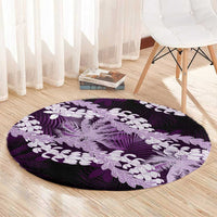 Puakenikeni Maile Lei Round Carpet Frangipani Purple Tropical Leaves