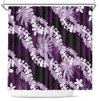 Puakenikeni Maile Lei Shower Curtain Frangipani Purple Tropical Leaves