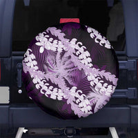 Puakenikeni Maile Lei Spare Tire Cover Frangipani Purple Tropical Leaves