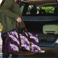 Puakenikeni Maile Lei Travel Bag Frangipani Purple Tropical Leaves