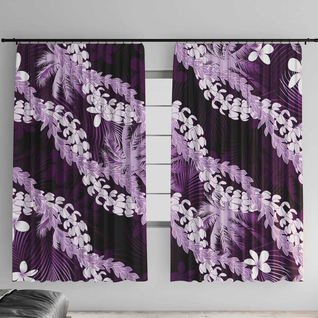 Puakenikeni Maile Lei Window Curtain Frangipani Purple Tropical Leaves LT01 With Hooks Purple - Polynesian Pride