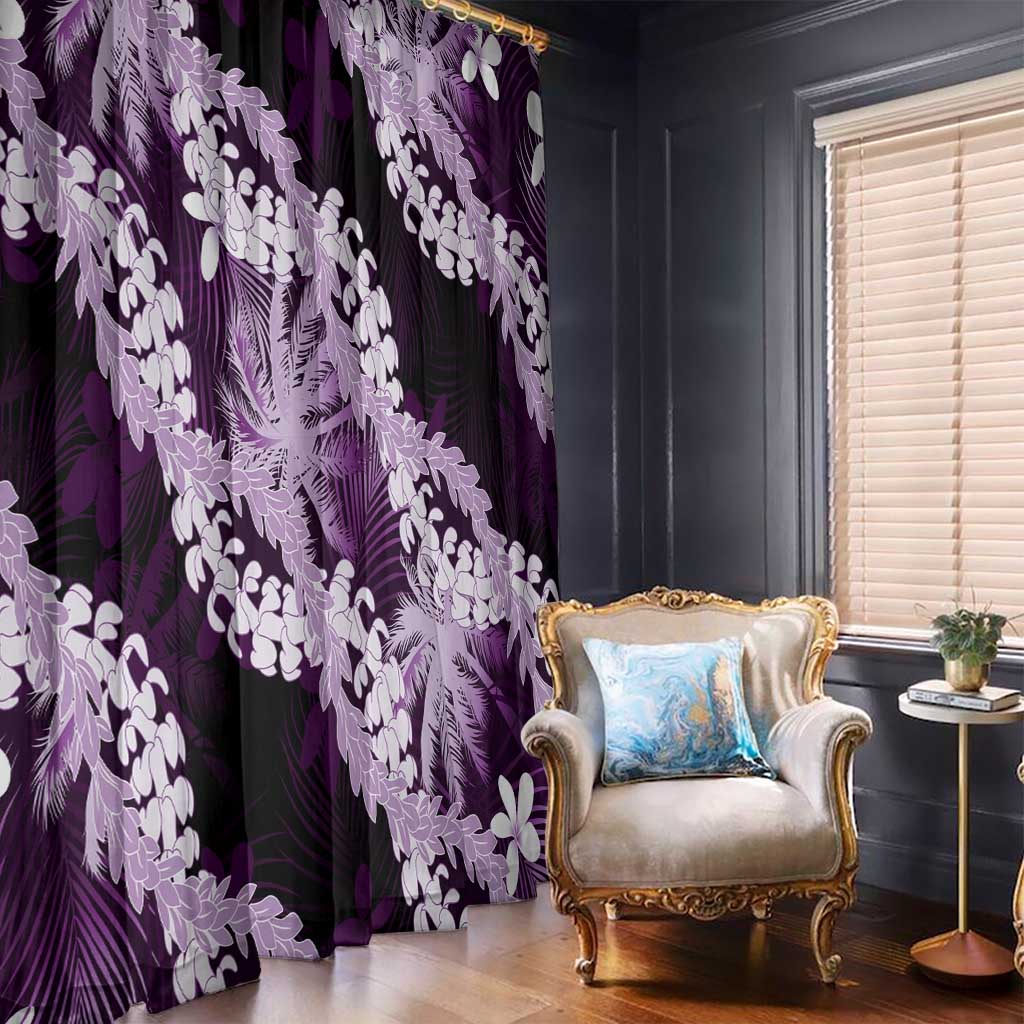 Puakenikeni Maile Lei Window Curtain Frangipani Purple Tropical Leaves LT01 - Polynesian Pride