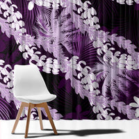 Puakenikeni Maile Lei Window Curtain Frangipani Purple Tropical Leaves LT01 - Polynesian Pride