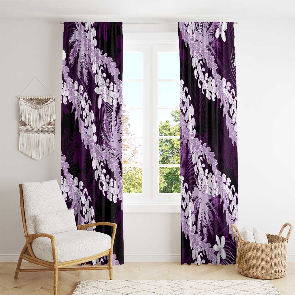 Puakenikeni Maile Lei Window Curtain Frangipani Purple Tropical Leaves LT01 - Polynesian Pride
