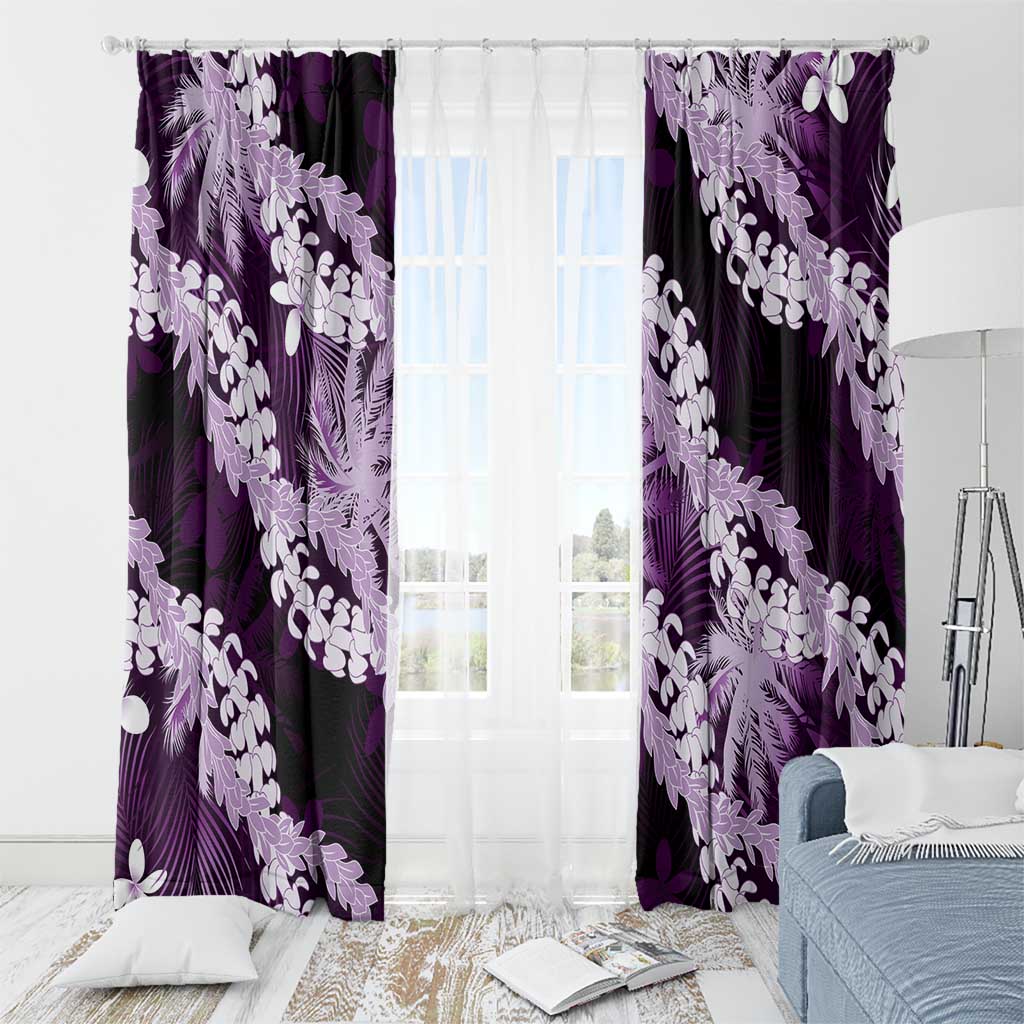 Puakenikeni Maile Lei Window Curtain Frangipani Purple Tropical Leaves LT01 - Polynesian Pride