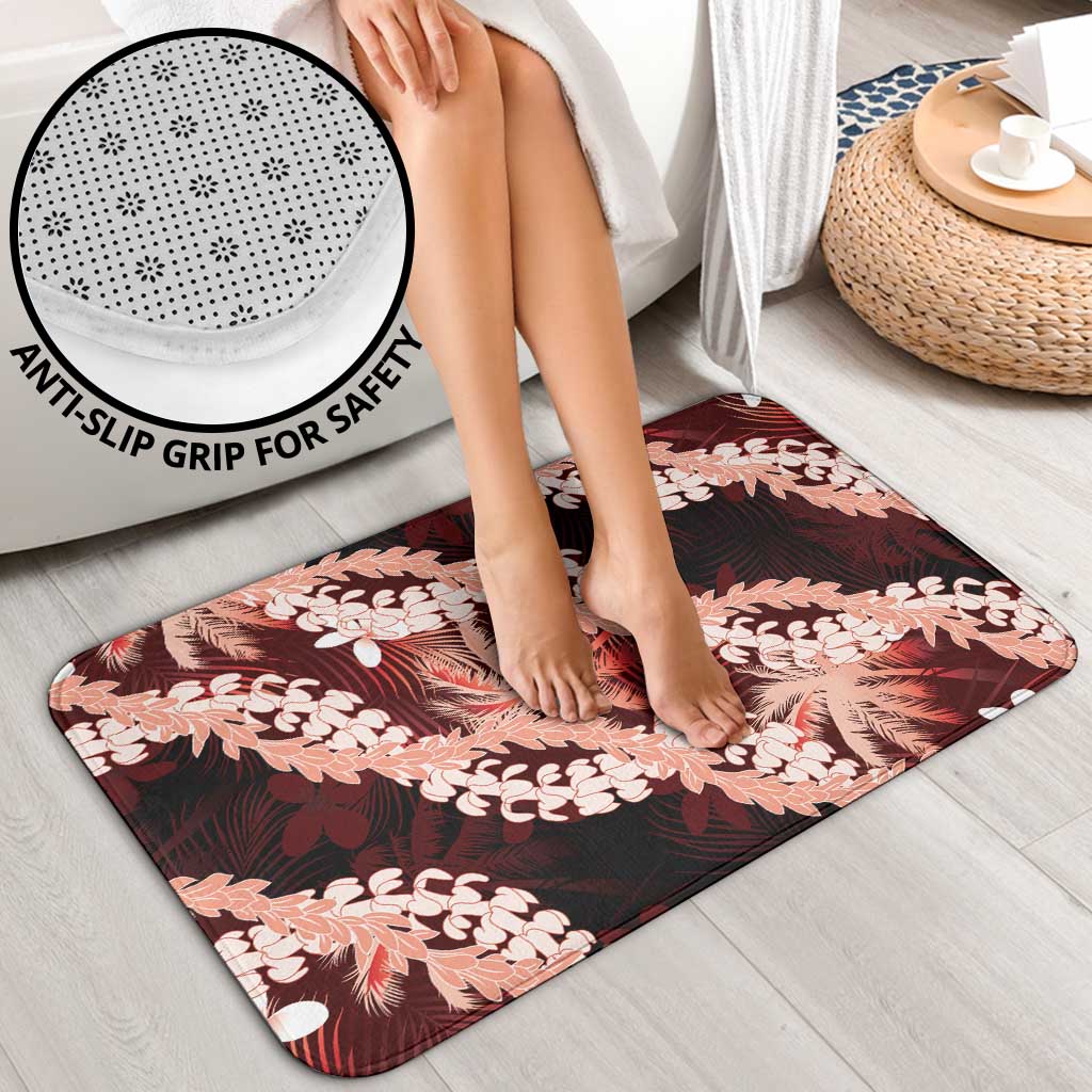 Puakenikeni Maile Lei Bathroom Set Frangipani Red Tropical Leaves