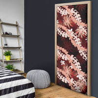 Puakenikeni Maile Lei Door Cover Frangipani Red Tropical Leaves