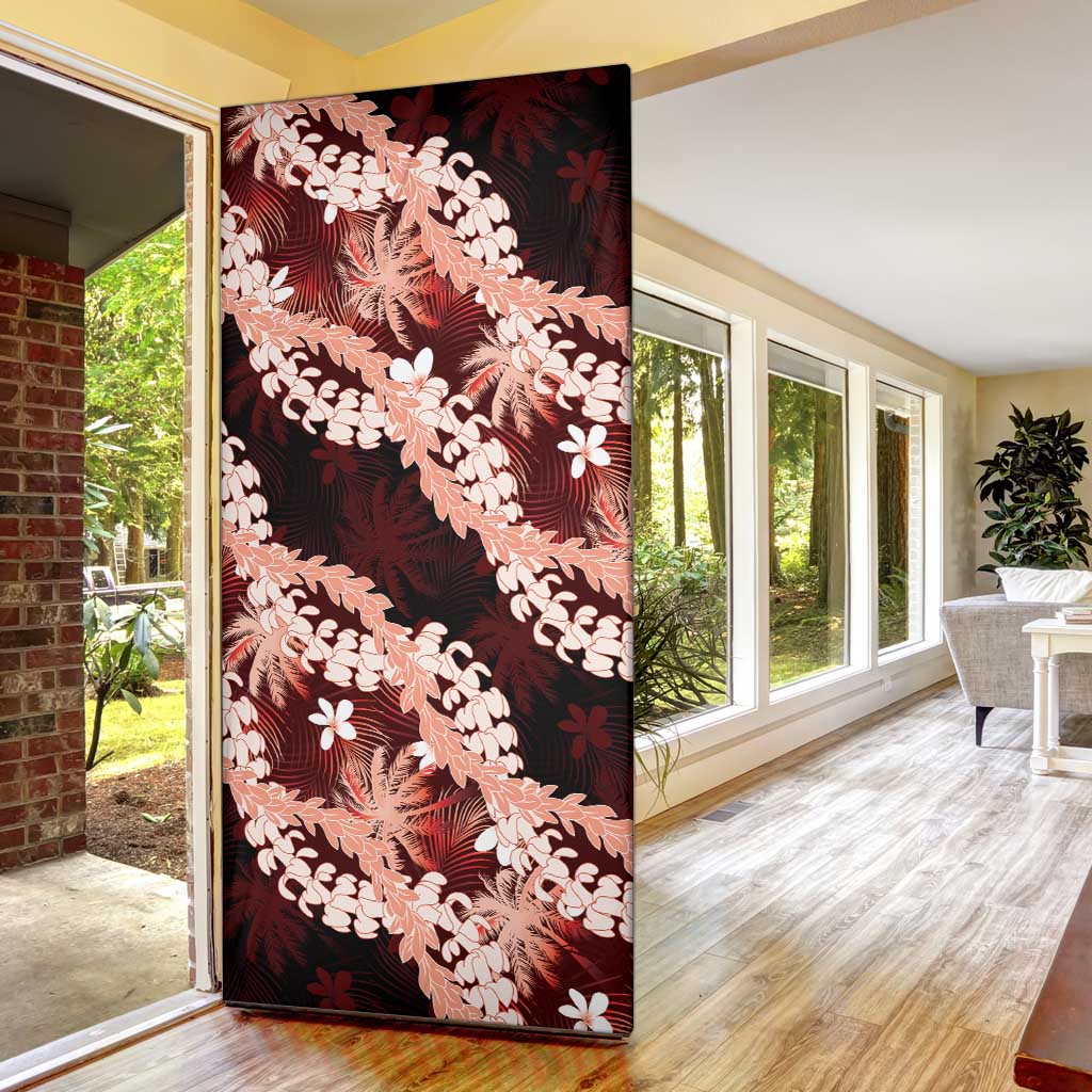 Puakenikeni Maile Lei Door Cover Frangipani Red Tropical Leaves