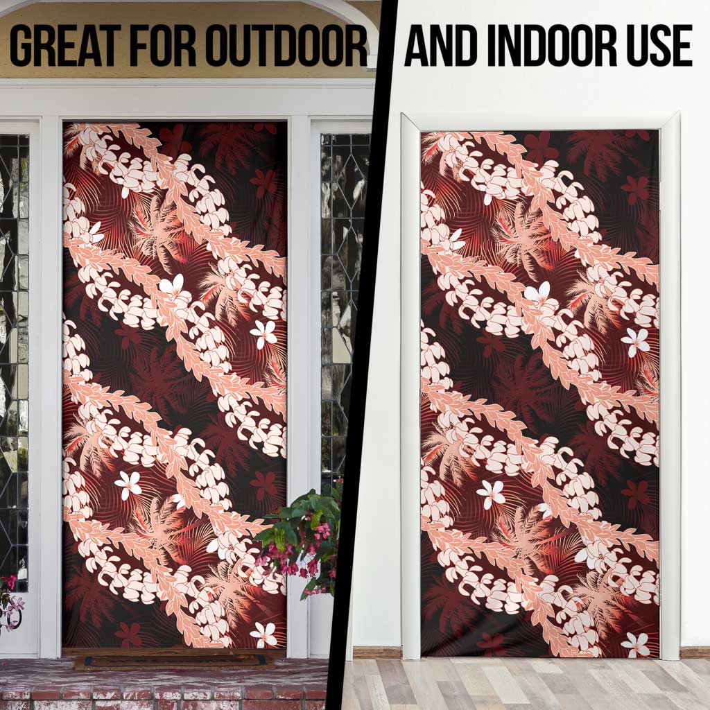 Puakenikeni Maile Lei Door Cover Frangipani Red Tropical Leaves