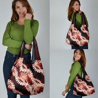 Puakenikeni Maile Lei Grocery Bag Frangipani Red Tropical Leaves
