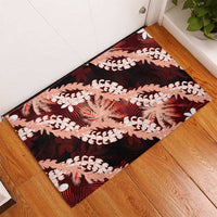 Puakenikeni Maile Lei Rubber Doormat Frangipani Red Tropical Leaves LT01 - Polynesian Pride