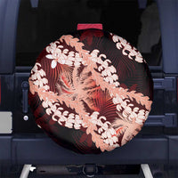 Puakenikeni Maile Lei Spare Tire Cover Frangipani Red Tropical Leaves