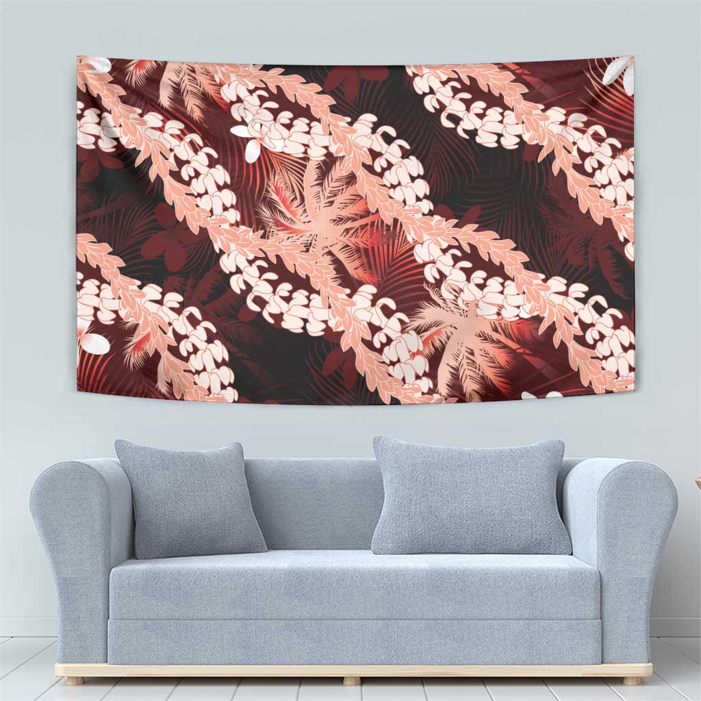 Puakenikeni Maile Lei Tapestry Frangipani Red Tropical Leaves