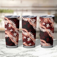 Puakenikeni Maile Lei Tumbler Cup Frangipani Red Tropical Leaves